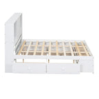 Lit plateforme King Size avec tête de lit de rangement et 8 tiroirs