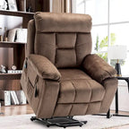 Grand fauteuil inclinable de massage électrique avec fonction de levage, chauffage et porte-gobelet dissimulé