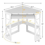 Bureau d'Angle Petit Bureau avec Prises, Table d'Angle pour Petit Espace, Bureau d'Ordinateur avec Ports USB, Bureau Triangle avec Rangement