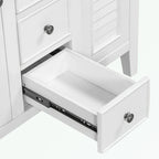 Meuble-lavabo avec vasque en céramique, deux placards et cinq tiroirs