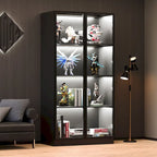 Vitrine de rangement, vitrine avec portes en verre trempé, vitrine avec 4 étagères de rangement
