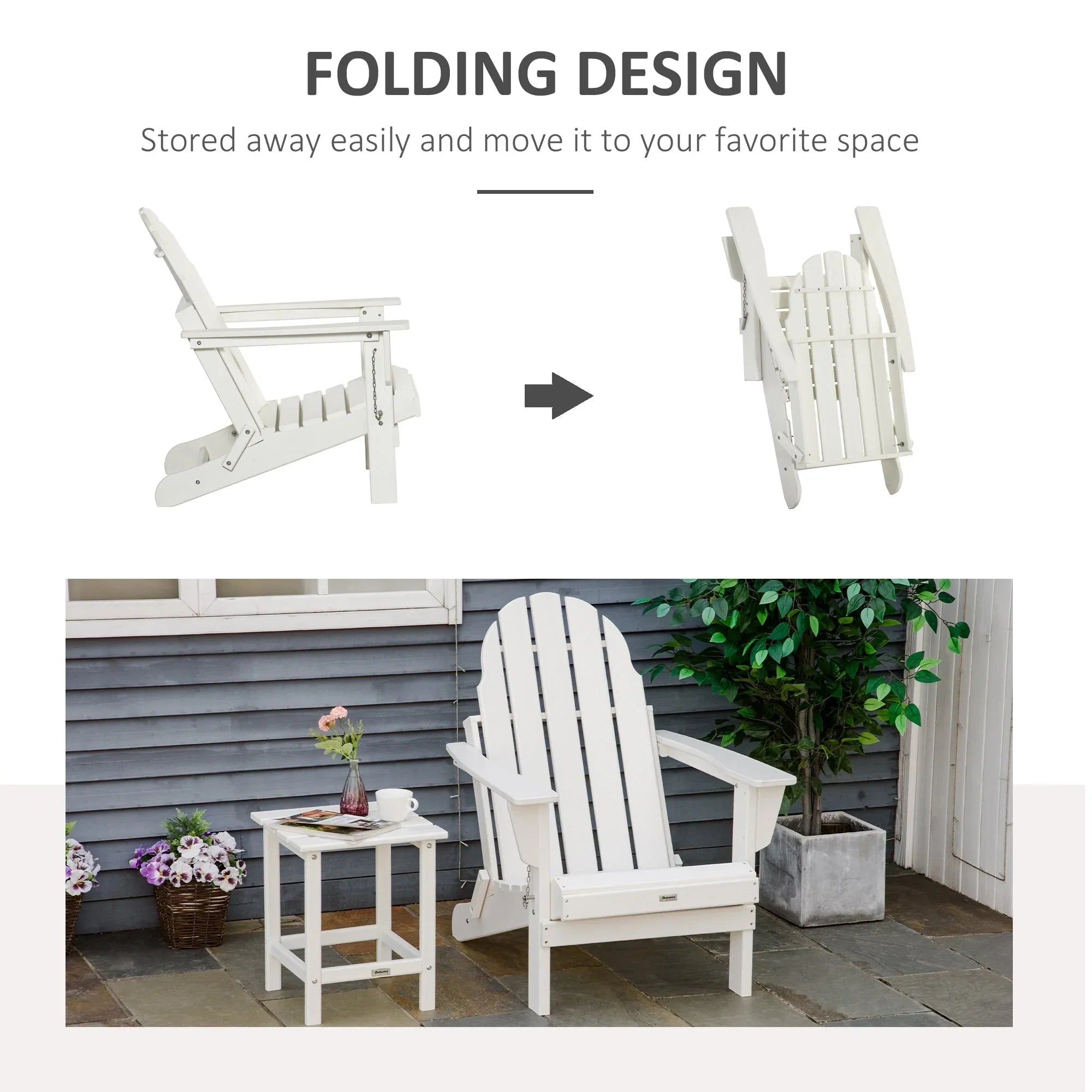 Chaise Adirondack pliante, chaises longues de plage en plastique HDPE toutes saisons pour terrasse et mobilier de jardin