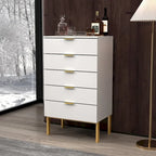 Commode de rangement à 5 tiroirs Table de chevet Meuble de rangement 60 cm L Blanc/Dos