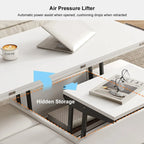 Table basse relevable pliable avec 4 tabourets et rangement