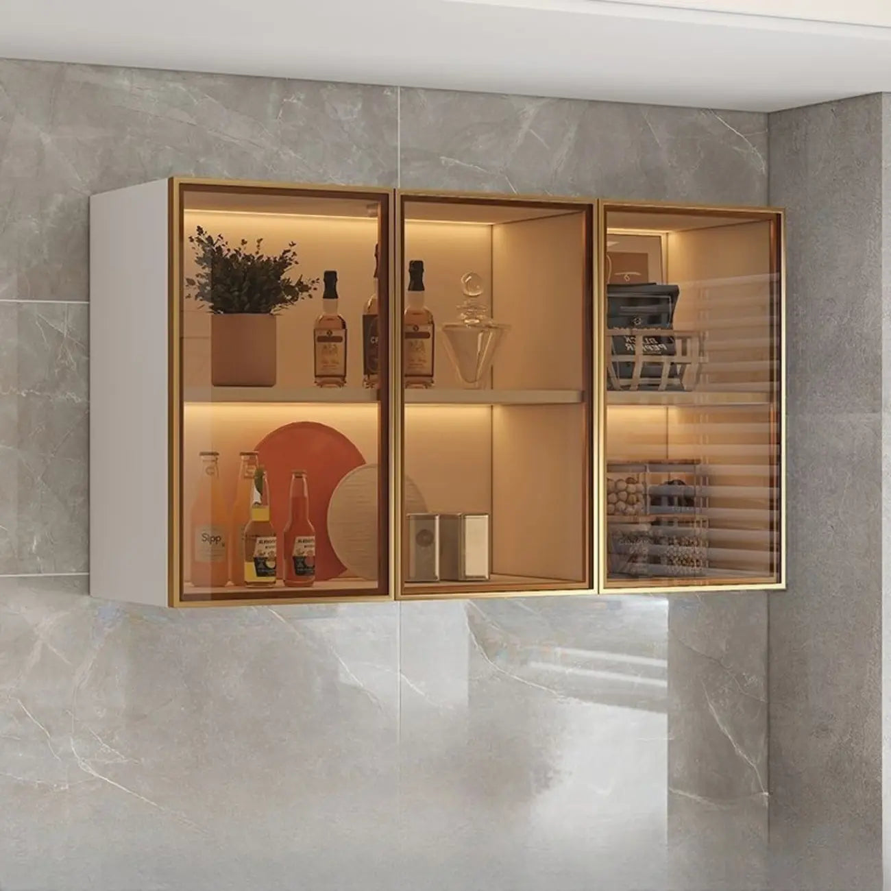 Armoire de cuisine murale grise en bois pour rangement