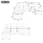 Canapé d'angle en chenille convertible, canapé-lit en forme de L avec pouf de rangement, 3 oreillers et dispositifs de charge