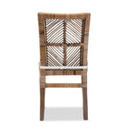 Chaise de salle à manger Laluna en rotin et bois d'acajou de style bohème moderne avec coussin