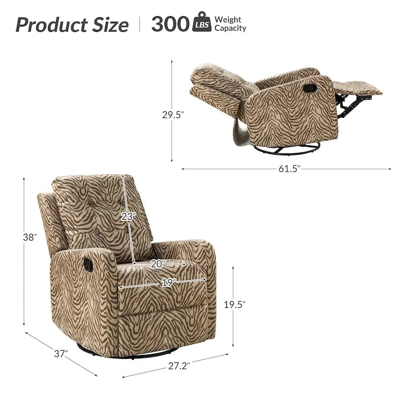 Fauteuil inclinable pivotant manuel Arlette Contemporary Floral avec dossier capitonné