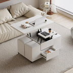 Table basse relevable pliable avec 4 tabourets et rangement