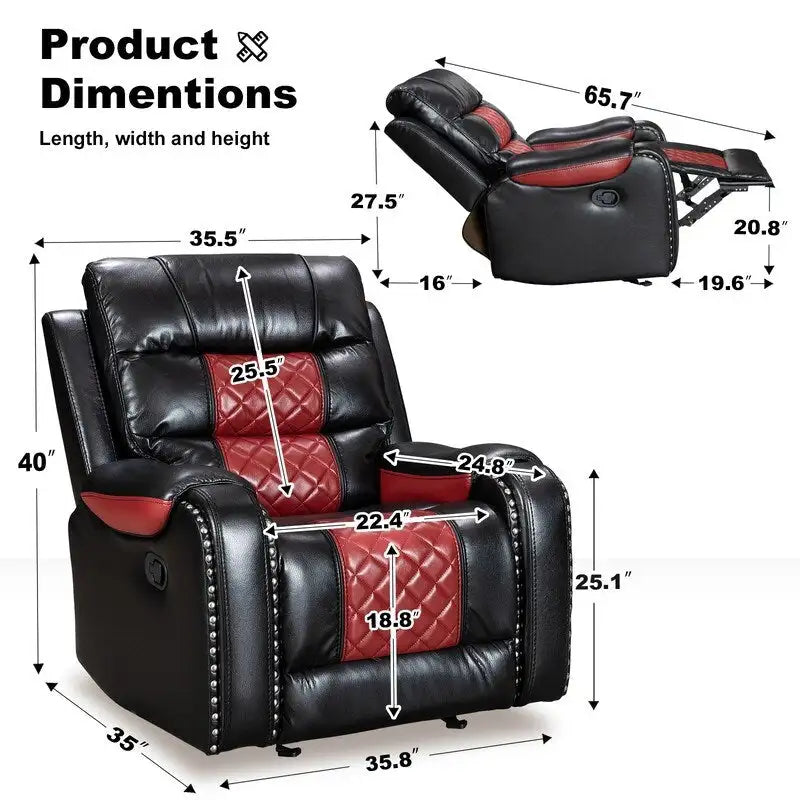 Grand fauteuil inclinable en similicuir de style américain pour salon
