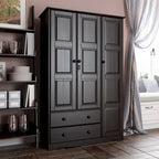 Armoire 3 portes - Blanc/Moka/Java - Bois massif