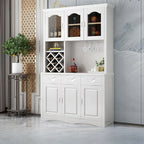 Buffet de cuisine en bois blanc avec casier à vin intégré
