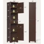 Meuble de Salle de Bain Haut de 170 cm, Colonne de Rangement Étroite avec 2 Portes et Tiroir