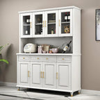 Buffet de cuisine en bois blanc avec casier à vin intégré