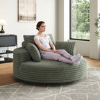 Fauteuil pivotant simple en velours côtelé et chenille avec rembourrage en mousse