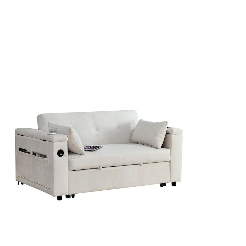 Canapé convertible 54 pouces avec lit gigogne, double assise, fonction relax