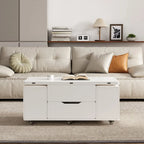 Table basse relevable pliable avec 4 tabourets et rangement