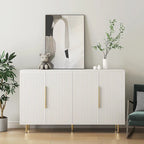 Bahut avec portes décoratives cannelées, buffet en bois avec poignées métalliques, meuble de rangement avec étagères réglables