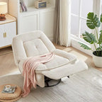 Fauteuil inclinable pivotant et coulissant en velours côtelé avec repose-pieds pour salon
