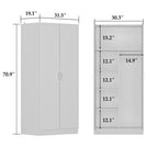 Armoire de chambre autonome à 2 portes avec tringle à vêtements