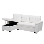 Canapé d'angle réversible avec lit gigogne, méridienne de rangement, pieds durables,