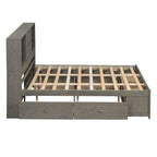 Lit plateforme King Size avec tête de lit de rangement et 8 tiroirs