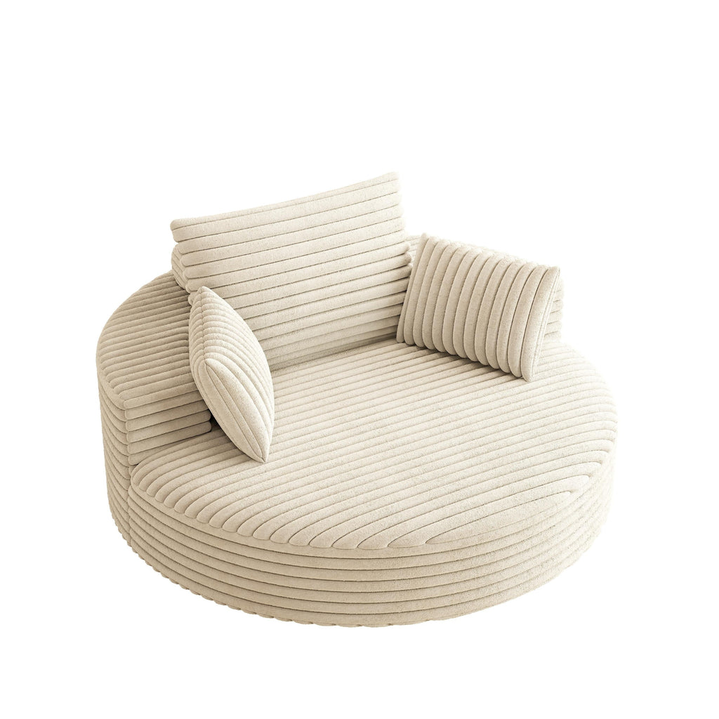 Fauteuil pivotant simple en velours côtelé et chenille avec rembourrage en mousse