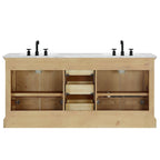 Meuble sous-vasque Hervas avec plateau en marbre naturel, sans miroir