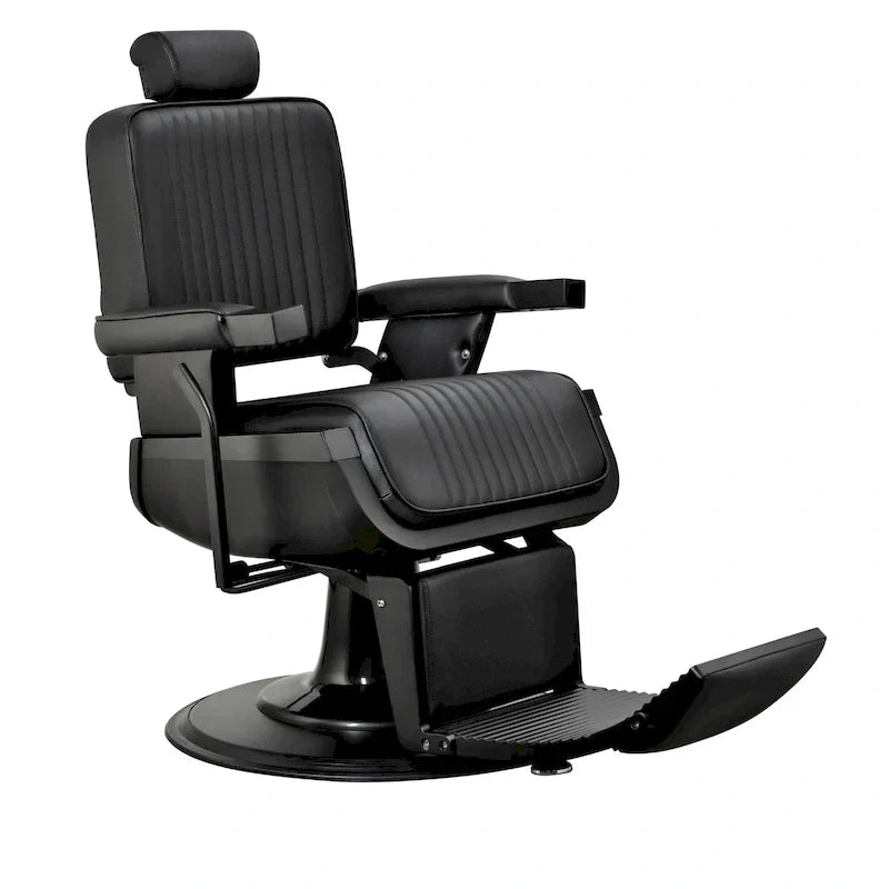 Chaise de barbier robuste inclinable hydraulique JAXSON, cadre noir