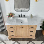 Meuble sous-vasque Hervas avec plateau en marbre naturel, sans miroir