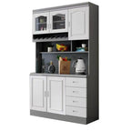 Buffet de cuisine en bois blanc avec casier à vin intégré