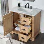 Meuble sous-vasque Hervas avec plateau en marbre naturel, sans miroir