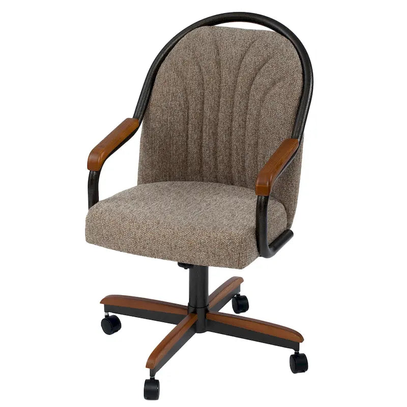Chaise pivotante et inclinable à roulettes avec coussin pour salle à manger décontractée