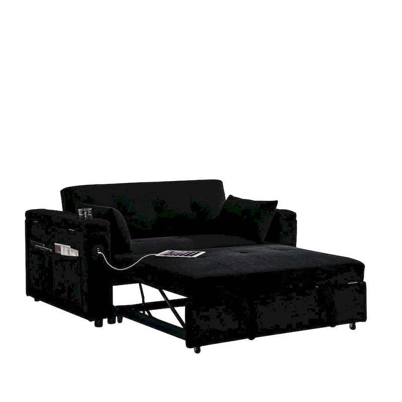 Canapé convertible 54 pouces avec lit gigogne, double assise, fonction relax
