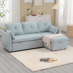 Canapé d'angle réversible en velours côtelé/chenille avec chaise longue de rangement et poche latérale