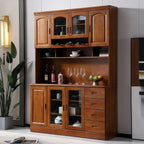 Buffet de cuisine en bois blanc avec casier à vin intégré