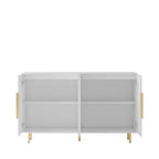 Bahut avec portes décoratives cannelées, buffet en bois avec poignées métalliques, meuble de rangement avec étagères réglables
