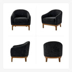 Fauteuil tonneau moderne Augus en bouclette avec pieds en bois massif par HULALA HOME