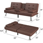 Canapé Futon Convertible Homall avec Porte-gobelets et Oreillers