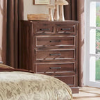 Commode de style rustique de ferme à 6 tiroirs, en bois