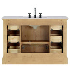 Meuble sous-vasque Hervas avec plateau en marbre naturel, sans miroir