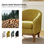 Fauteuil tonneau moderne Augus en bouclette avec pieds en bois massif par HULALA HOME