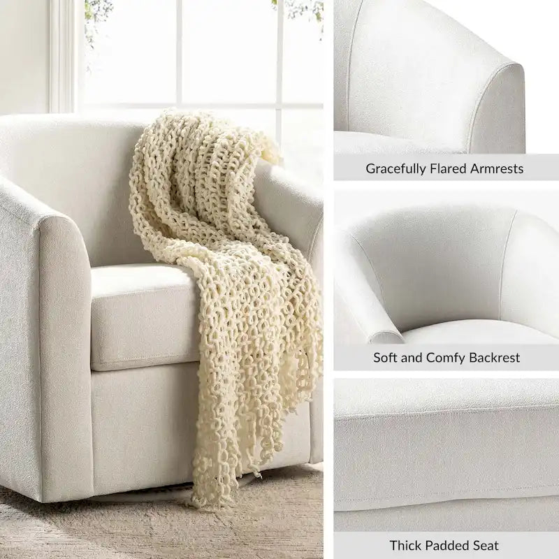 Fauteuil Cuenca moderne en tissu avec piètement pivotant