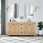 Meuble sous-vasque Hervas avec plateau en marbre naturel, sans miroir