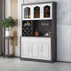Buffet de cuisine en bois blanc avec casier à vin intégré