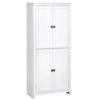 HOMCOM Grand garde-manger de cuisine autoportant de 183 cm, organisateur de rangement à 4 portes avec 4 niveaux et étagères réglables, blanc