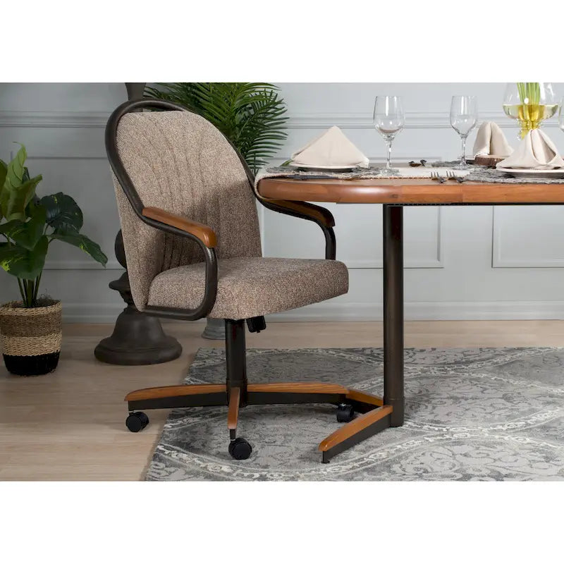 Chaise pivotante et inclinable à roulettes avec coussin pour salle à manger décontractée