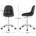 Chaise de bureau à domicile sans accoudoirs Javlergo, chaise de bureau d'ordinateur réglable en hauteur avec roulettes