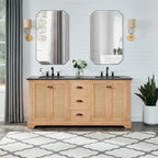 Meuble sous-vasque Hervas avec plateau en marbre naturel, sans miroir