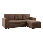Canapé d'angle réversible avec lit gigogne, méridienne de rangement, pieds durables,